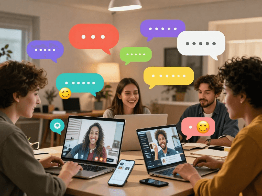 Engaging spicy chat scene with diverse users enjoying lively conversations online.
