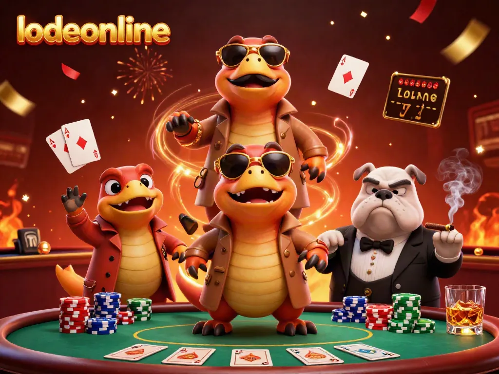 Experience the thrilling lodeonline action with raptors and casino elements in a dynamic scene.