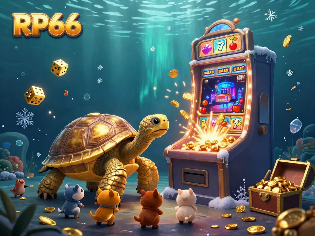 Experience gaming excitement with RP66 featuring a golden tortoise pinball machine in action.
