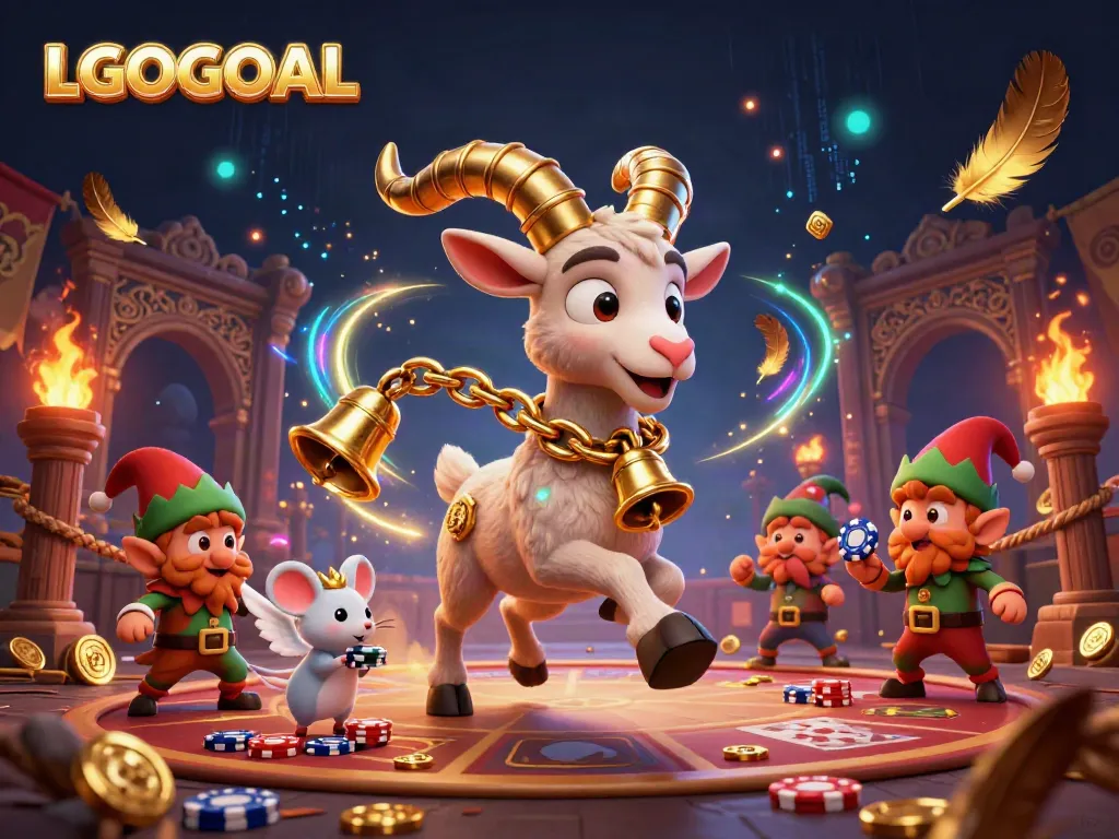 Experience LGOGOAL's vibrant casino atmosphere with Krampus, angel mouse, and mischievous gremlins.