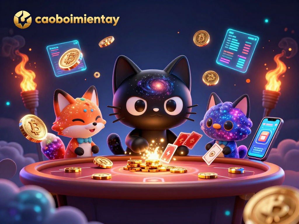 Engage in caoboimientay with animated characters in a vibrant cosmic casino setting.