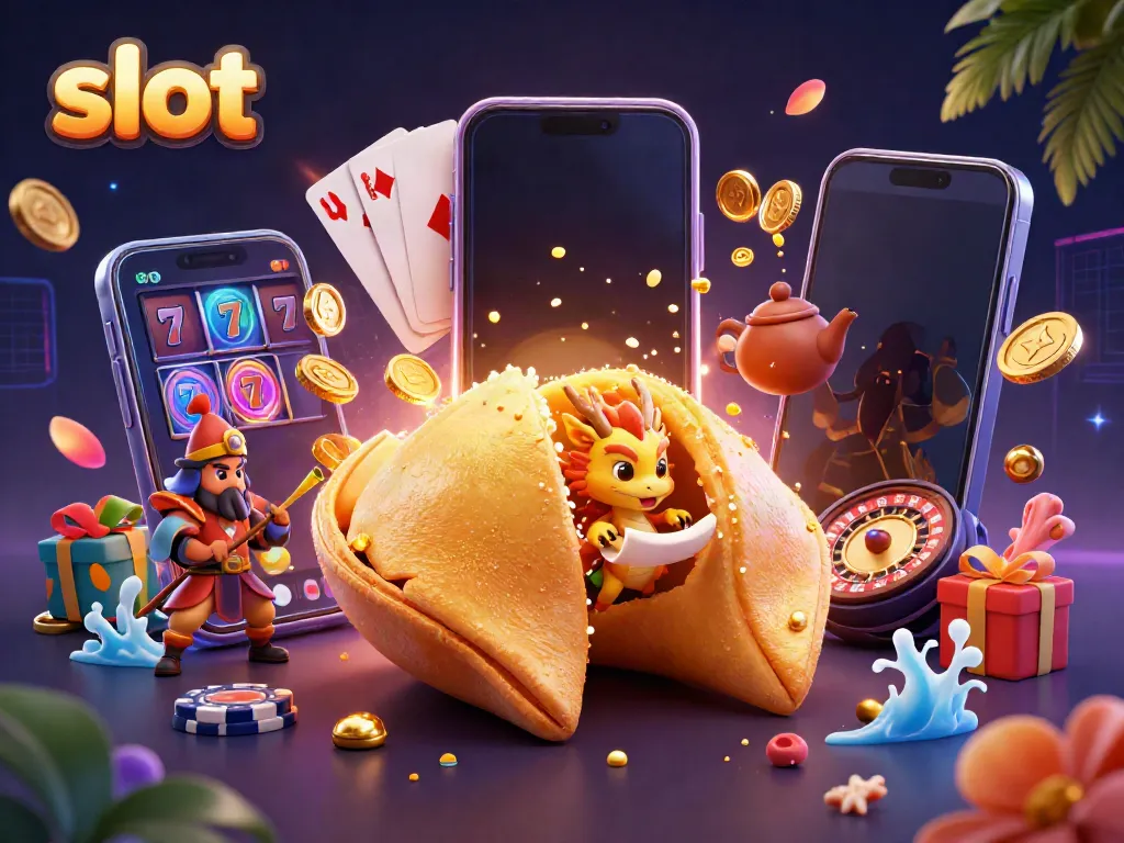 Experience the excitement of slot gaming with dynamic elements like floating coins and a colorful slot game.