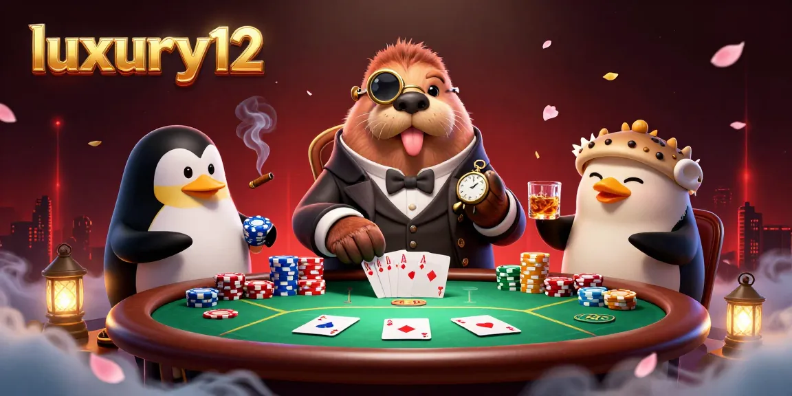 luxury12 bermain poker dengan dealer penguin dan ikan bintang yang menggertak di meja bawah laut