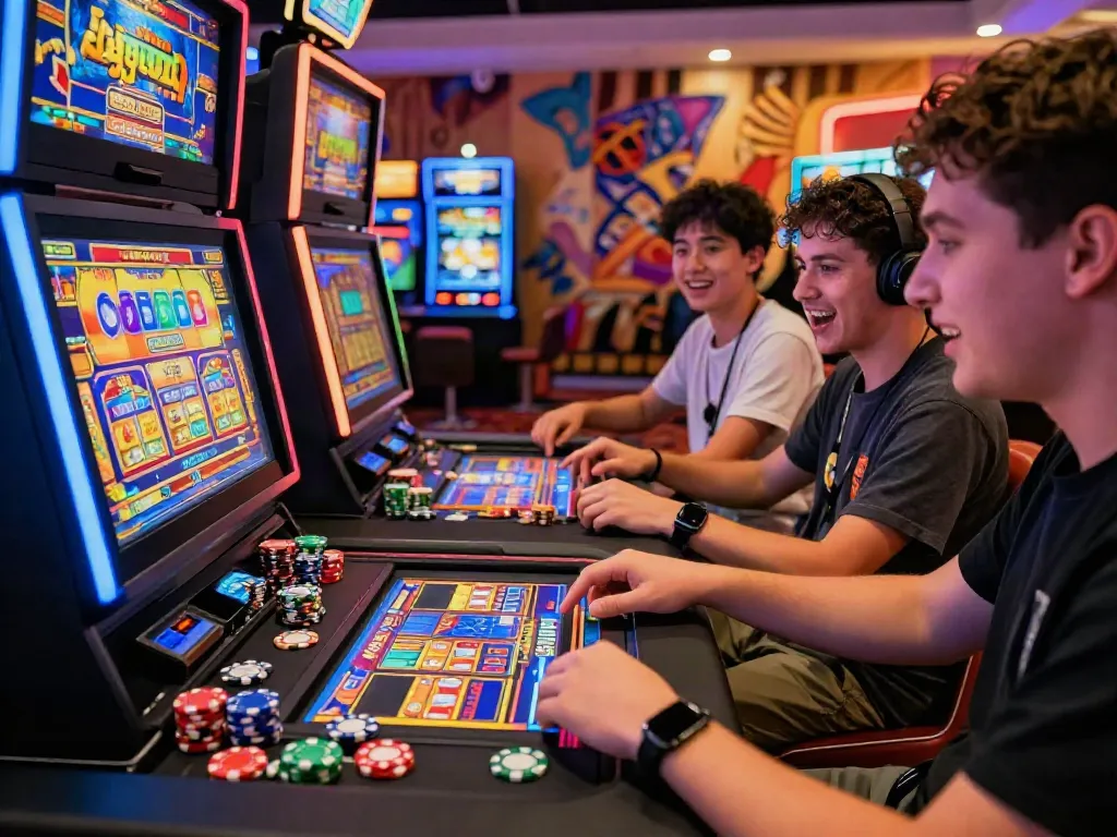 Engaged player enjoying a vibrant slot gacor game in an online casino environment.