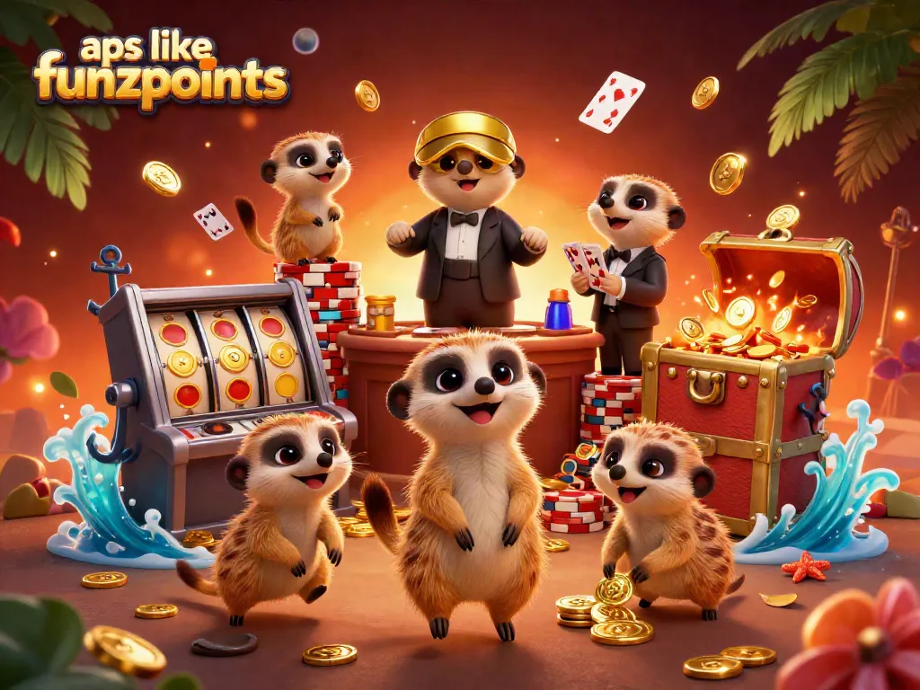 Experience exciting casino fun with apps like funzpoints as meerkats engage in a dynamic casino operation.