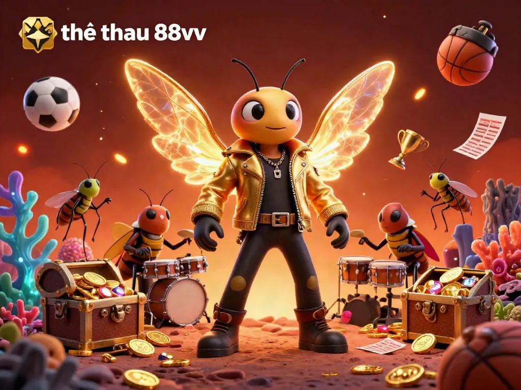 Experience the excitement of thể thao 88vv sports betting with vibrant character elements and winning trophies.