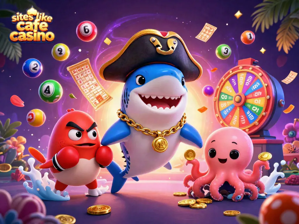 Engage with exciting games like Cafe Casino using colorful lottery elements and animated characters.