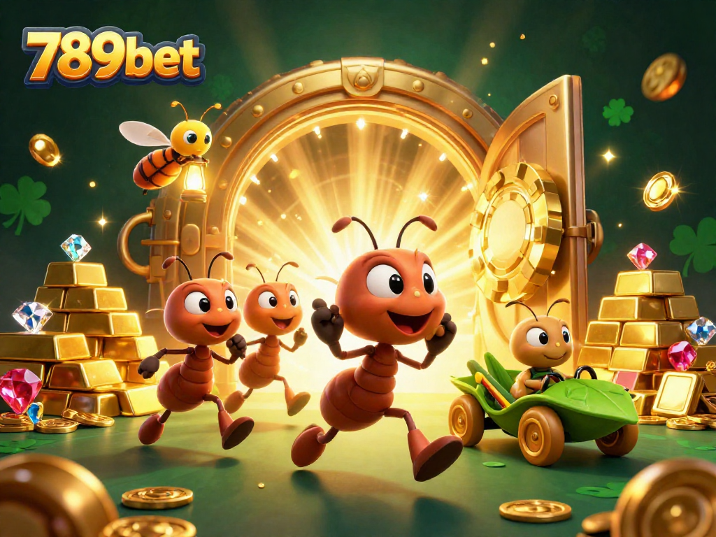 Join the ants in their thrilling heist for golden poker chips at 789bet casino!