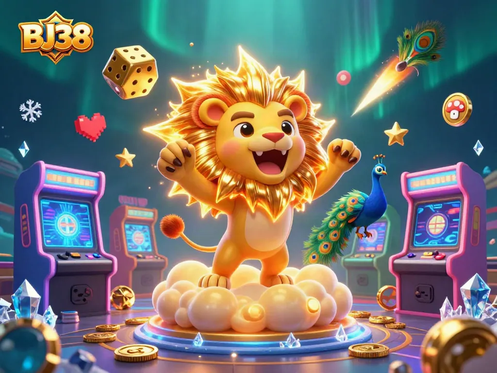 Experience BJ38 in this vibrant casino-themed illustration, showcasing gaming action and excitement.
