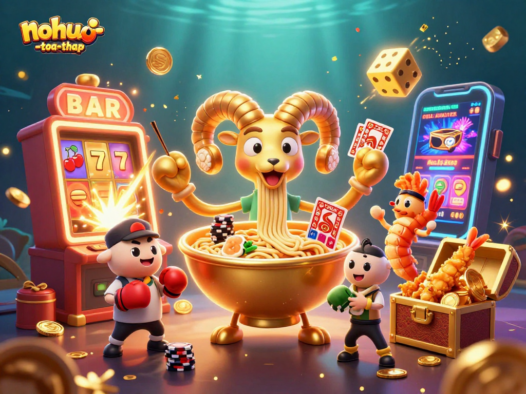 Spin to win with nohu-toa-thap in a vibrant 3D casino scene packed with action and prizes.