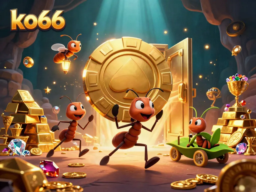 Watch the antonymous ants executing a heist with a giant poker chip at ko66 casino.
