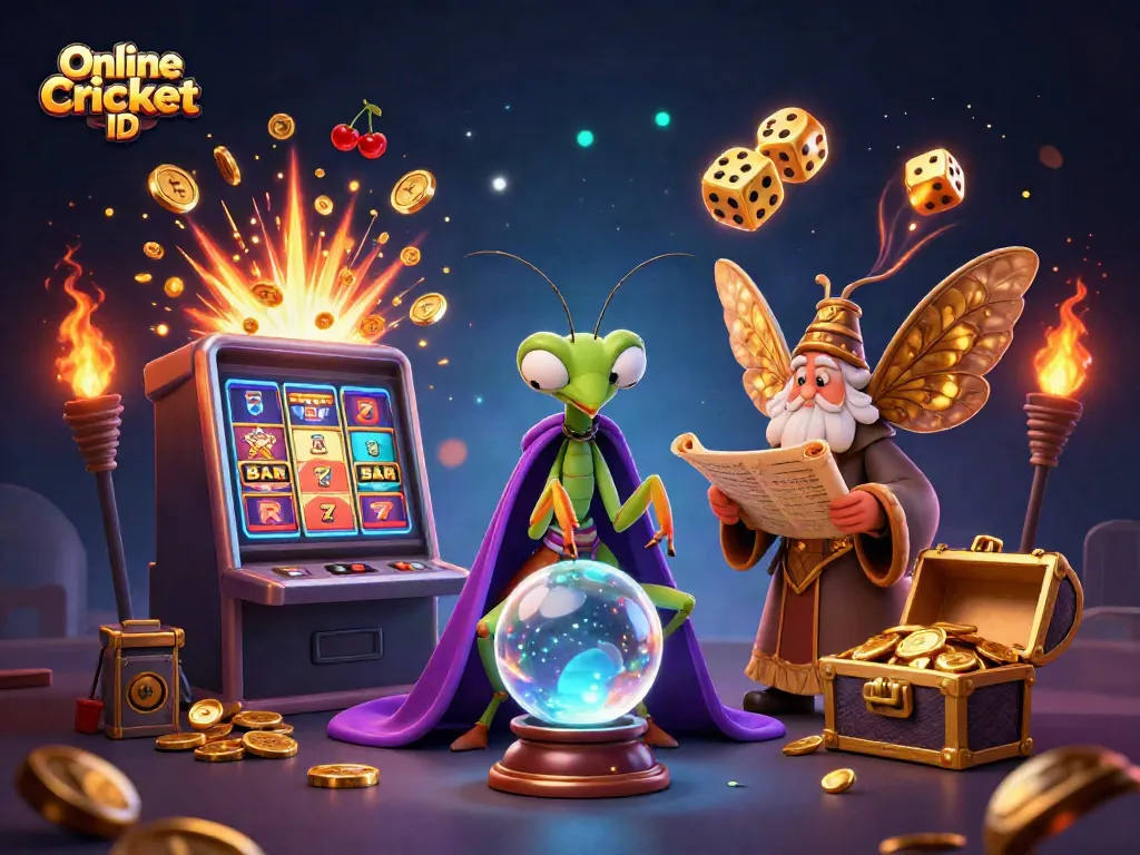 Experience seamless betting with Online Cricket ID featuring a vibrant 3D casino scene showcasing a fortune teller and more.
