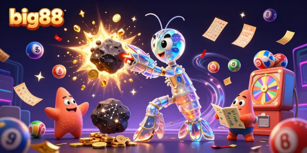 Experience the excitement of big88 with a galactic hero smashing through an asteroid for golden wins!