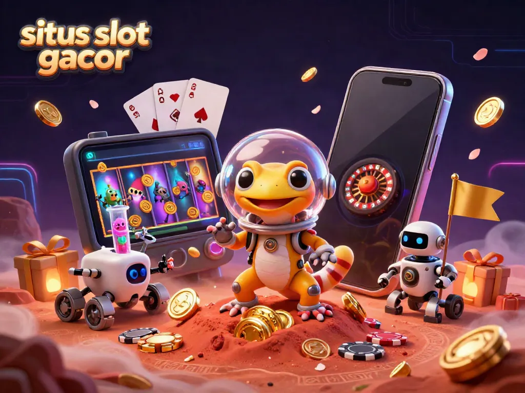 Engage with situs slot gacor in a vibrant Martian casino adventure with colorful gaming elements.