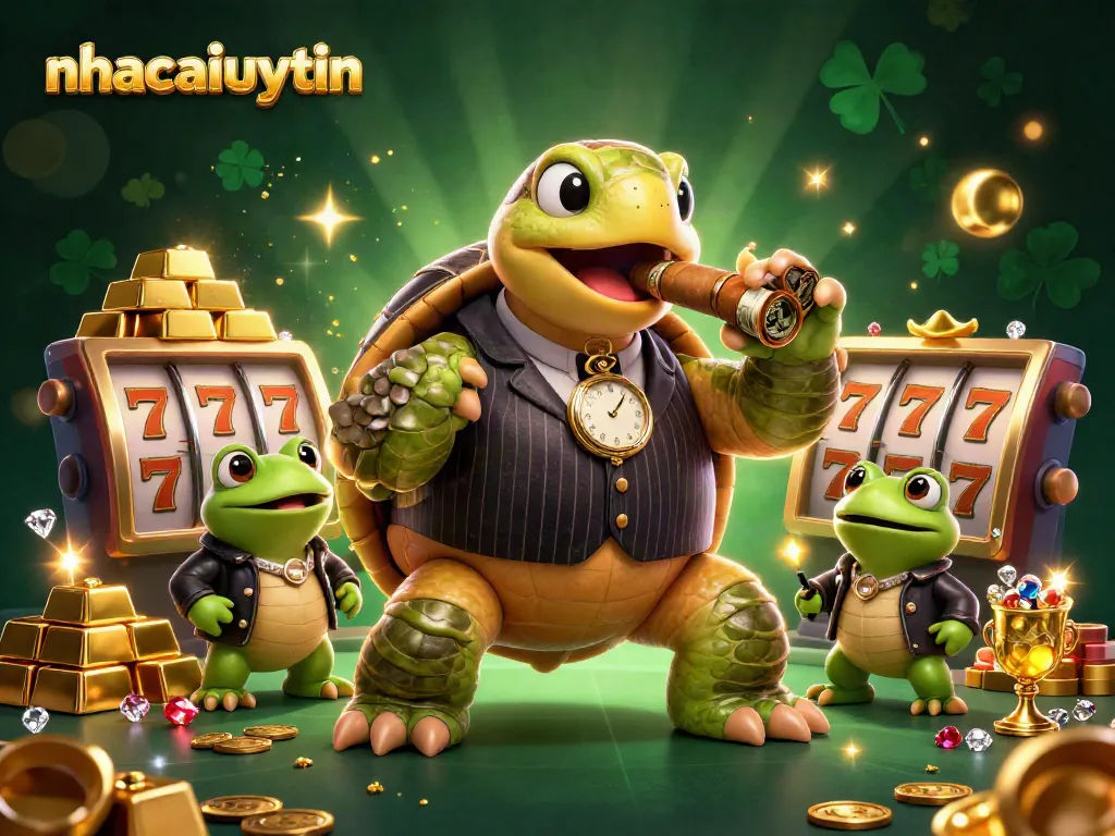 Engage with thrilling slots at nhacaiuytin, adventurous 3D casino scene with unique characters.