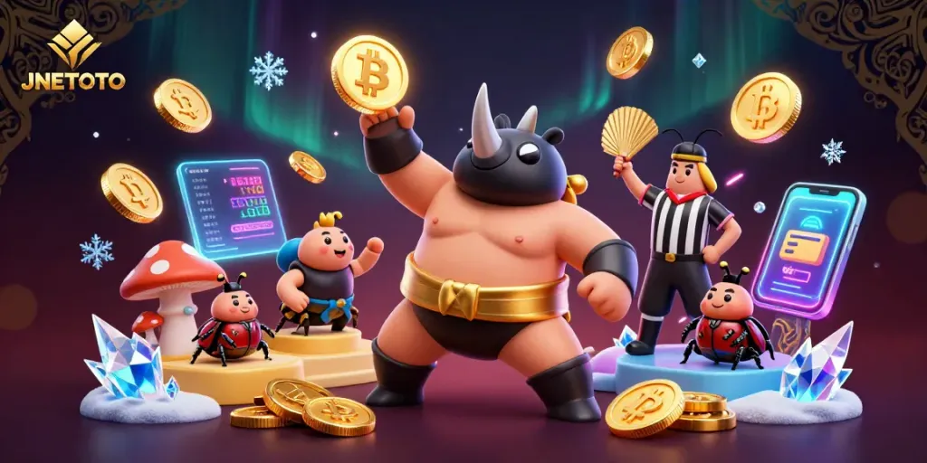 Experience thrilling gameplay with JNETOTO as vibrant characters and dynamic elements create an engaging casino scene.